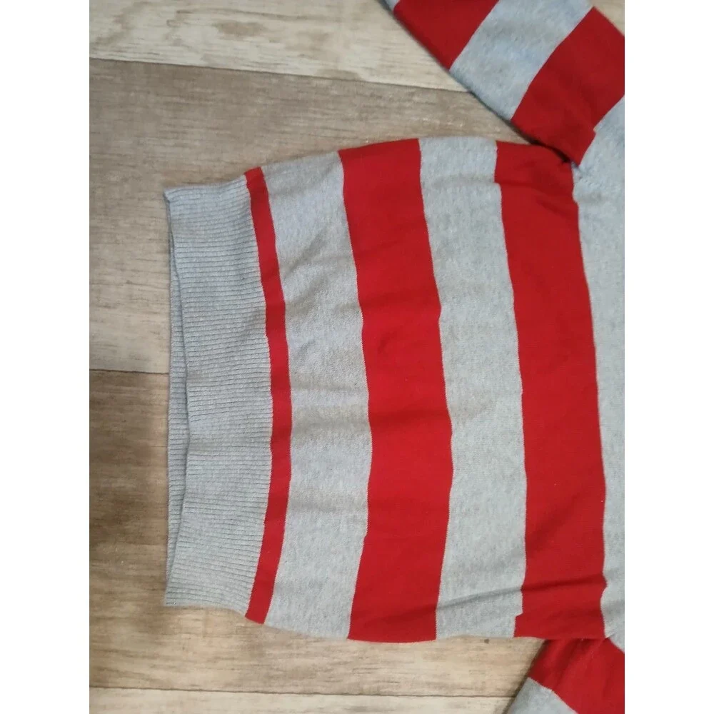 Tommy Hilfiger Boys Cotton Blue Gray Red Striped Long Sleeve Sweater Size 7